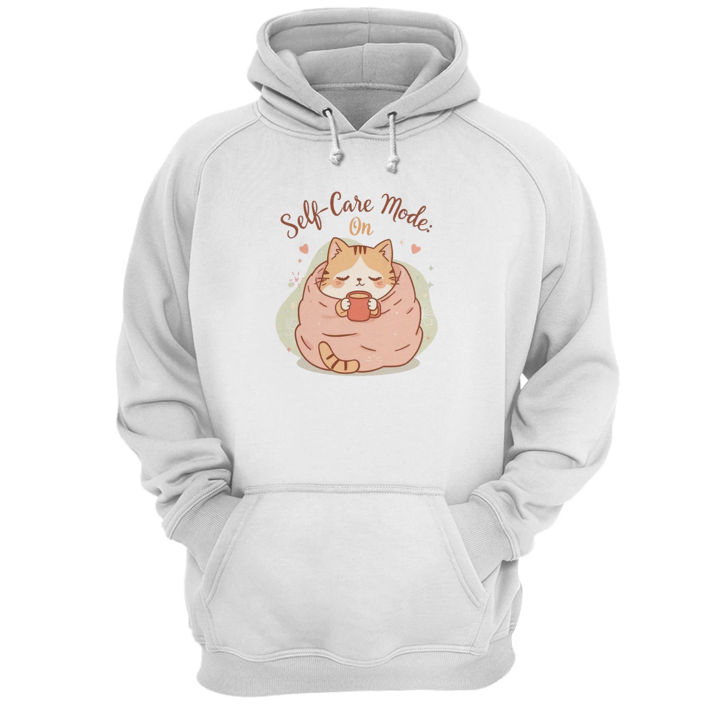 Self-Care Mode: On Hoodie | Cute Kawaii Cat Lover Sweatshirt by Stitrix.