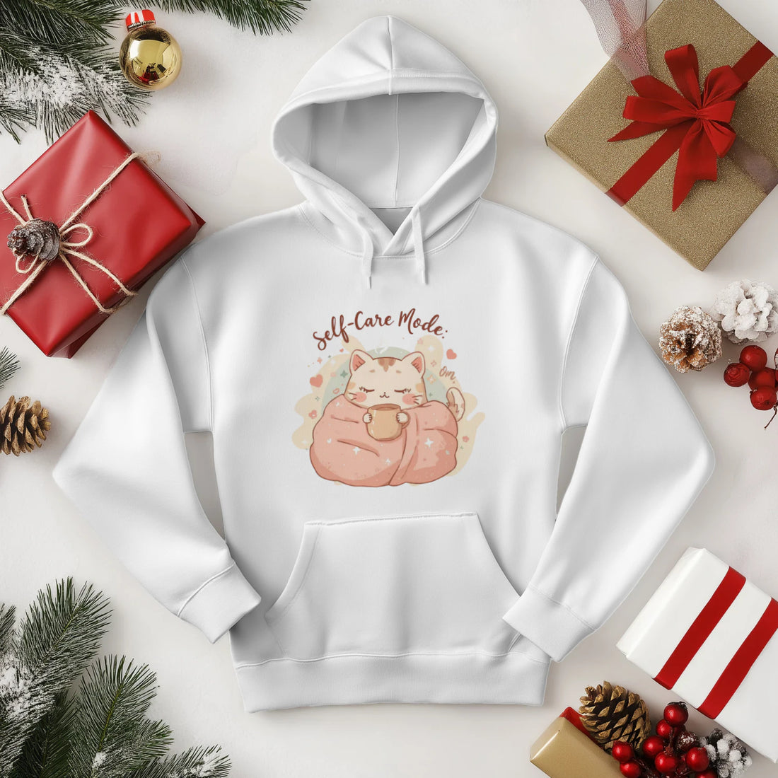 Self-Care Mode On Hoodie – Cozy Kawaii Pastel Sweatshirt by Stitrix.