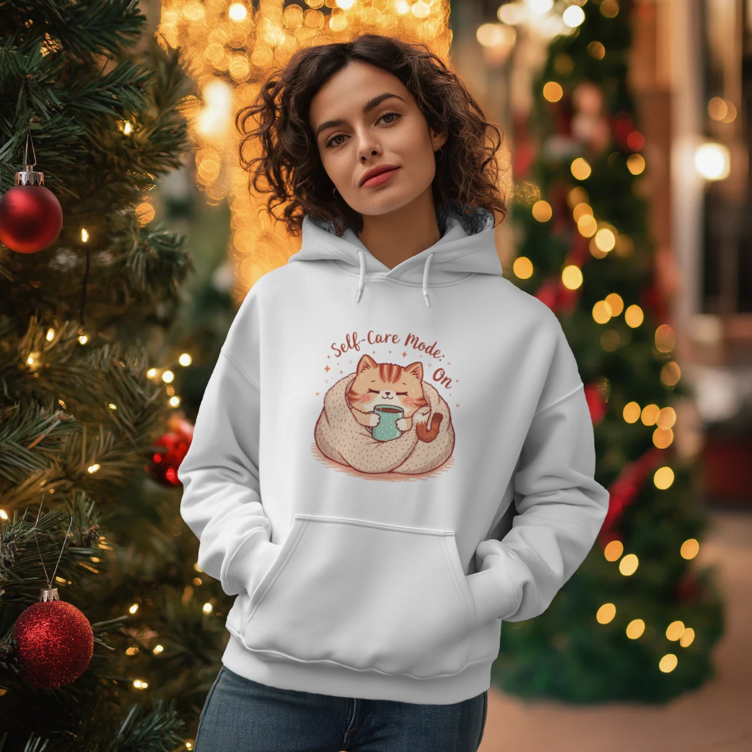 Self-Care Mode: On Sweatshirt | Cozy Mental Health Hoodie by Stitrix.