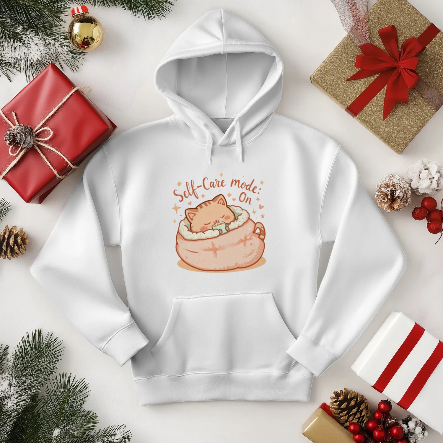 Cute Self-Care Hoodie | “Self-Care Mode: On” Cozy Kawaii Design by Stitrix.