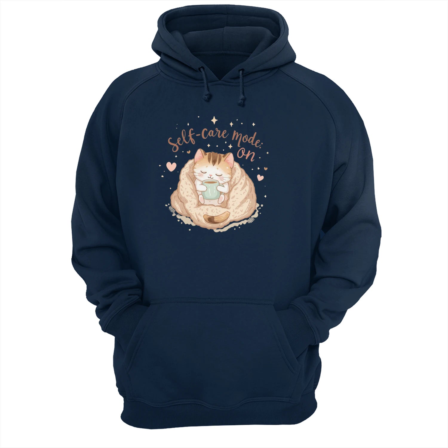 Stitrix Self-Care Hoodie | Cozy Kawaii Cat Illustration.