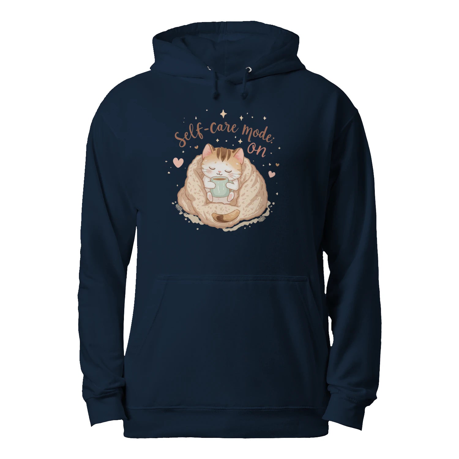 Stitrix Self-Care Hoodie | Cozy Kawaii Cat Illustration.
