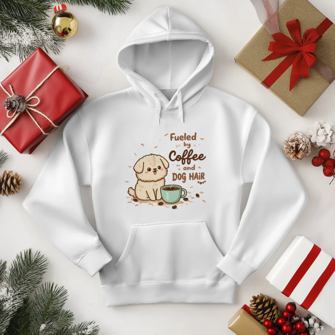 Fueled by Coffee and Dog Hair Hoodie – Funny Cozy Gift by Stitrix.