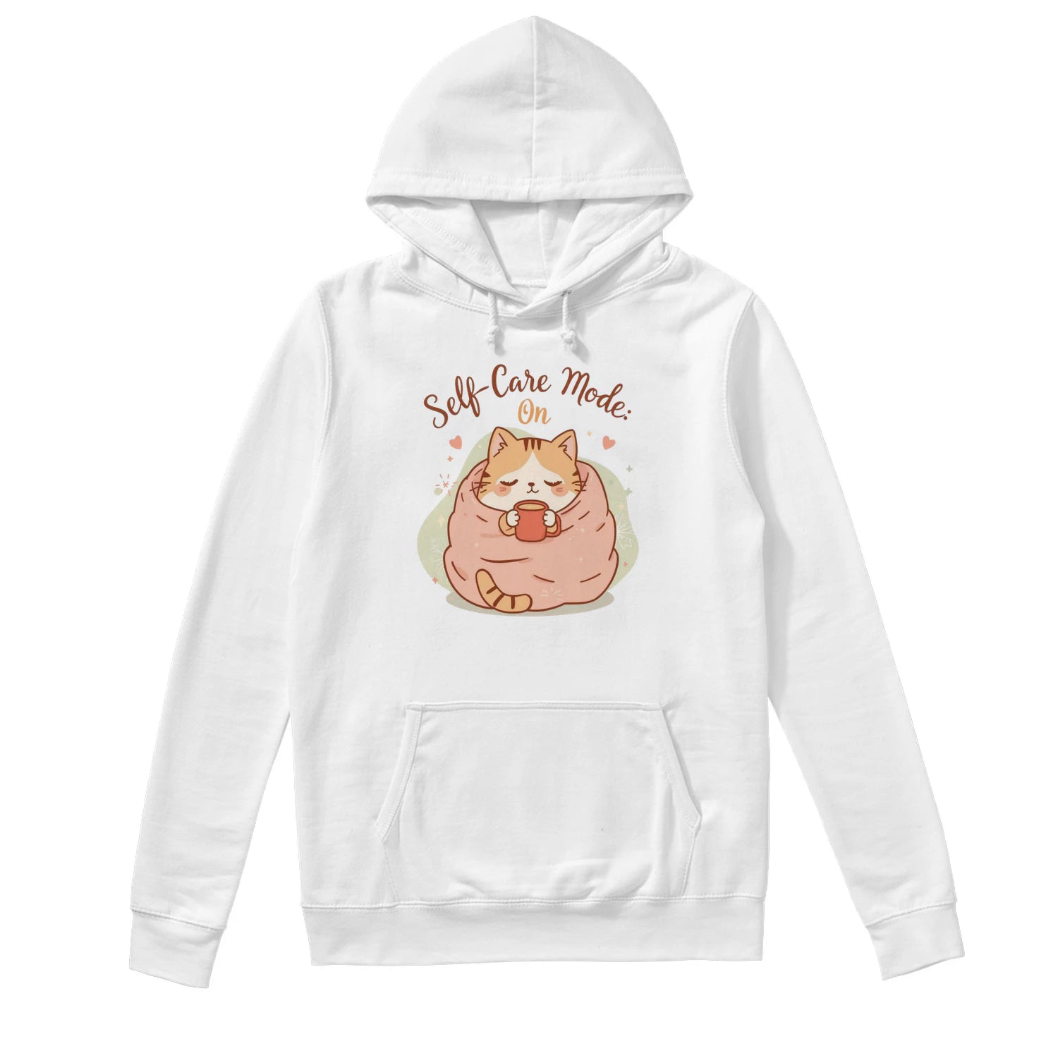 Self-Care Mode: On Hoodie | Cute Kawaii Cat Lover Sweatshirt by Stitrix.