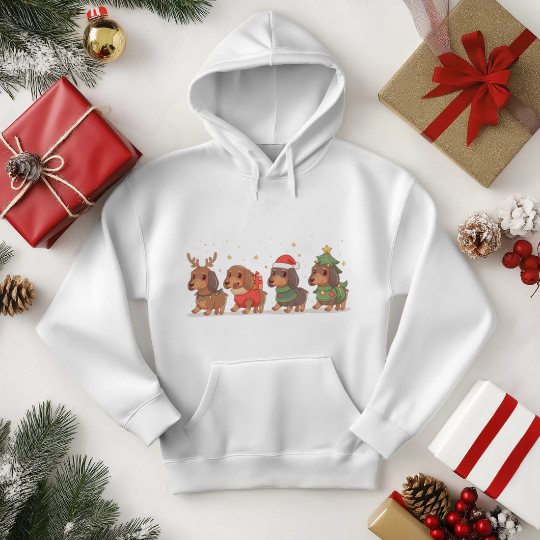 Stitrix Cozy Hoodie | Dachshund Christmas Sweatshirt for Dog Lovers.