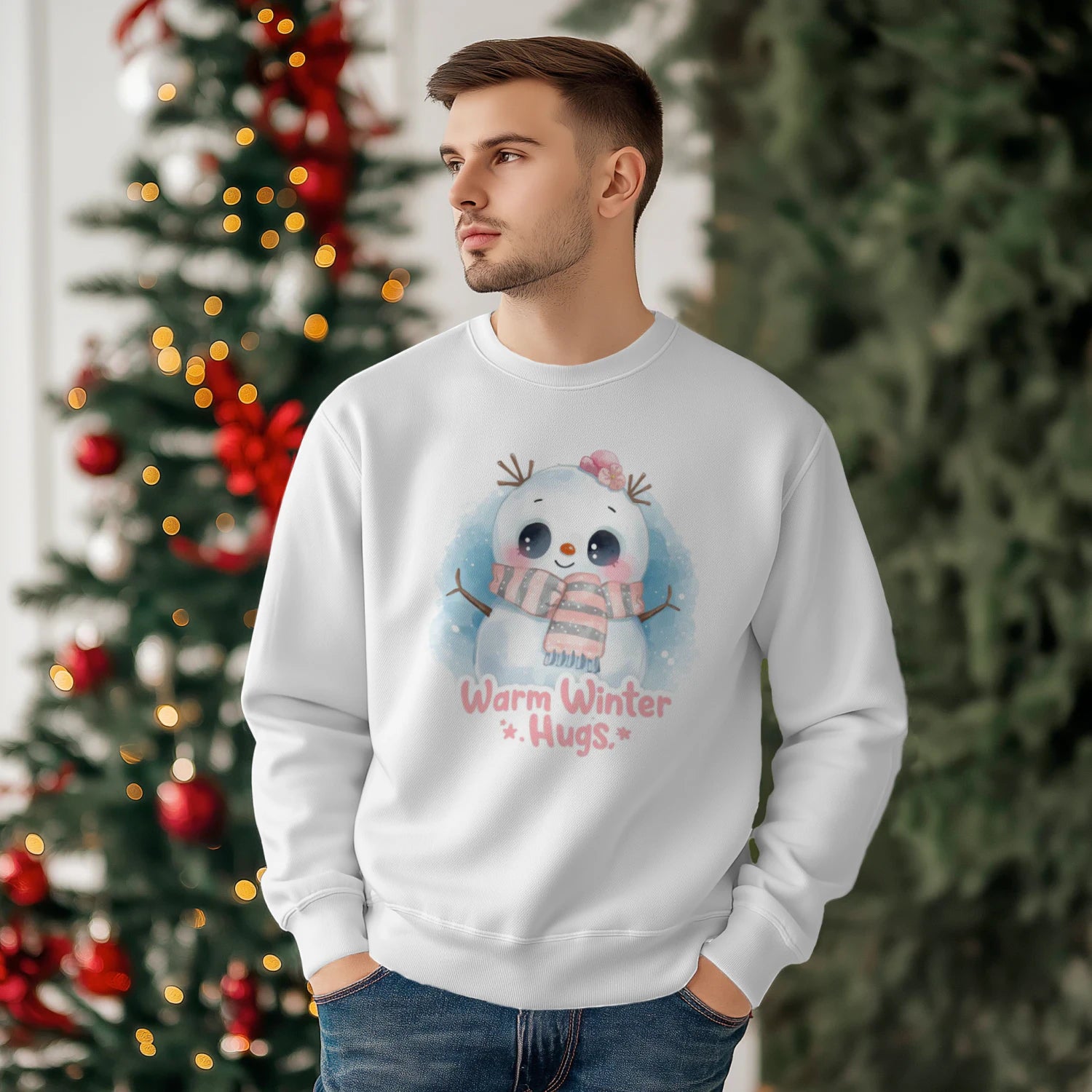 Watercolor Snowman Christmas Sweatshirt – Gentle Cute Winter Art