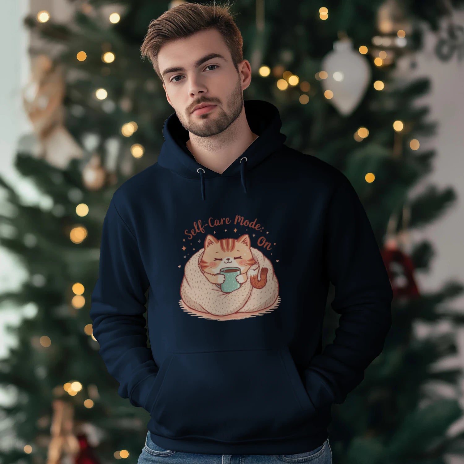 Self-Care Mode: On Sweatshirt | Cozy Mental Health Hoodie by Stitrix.