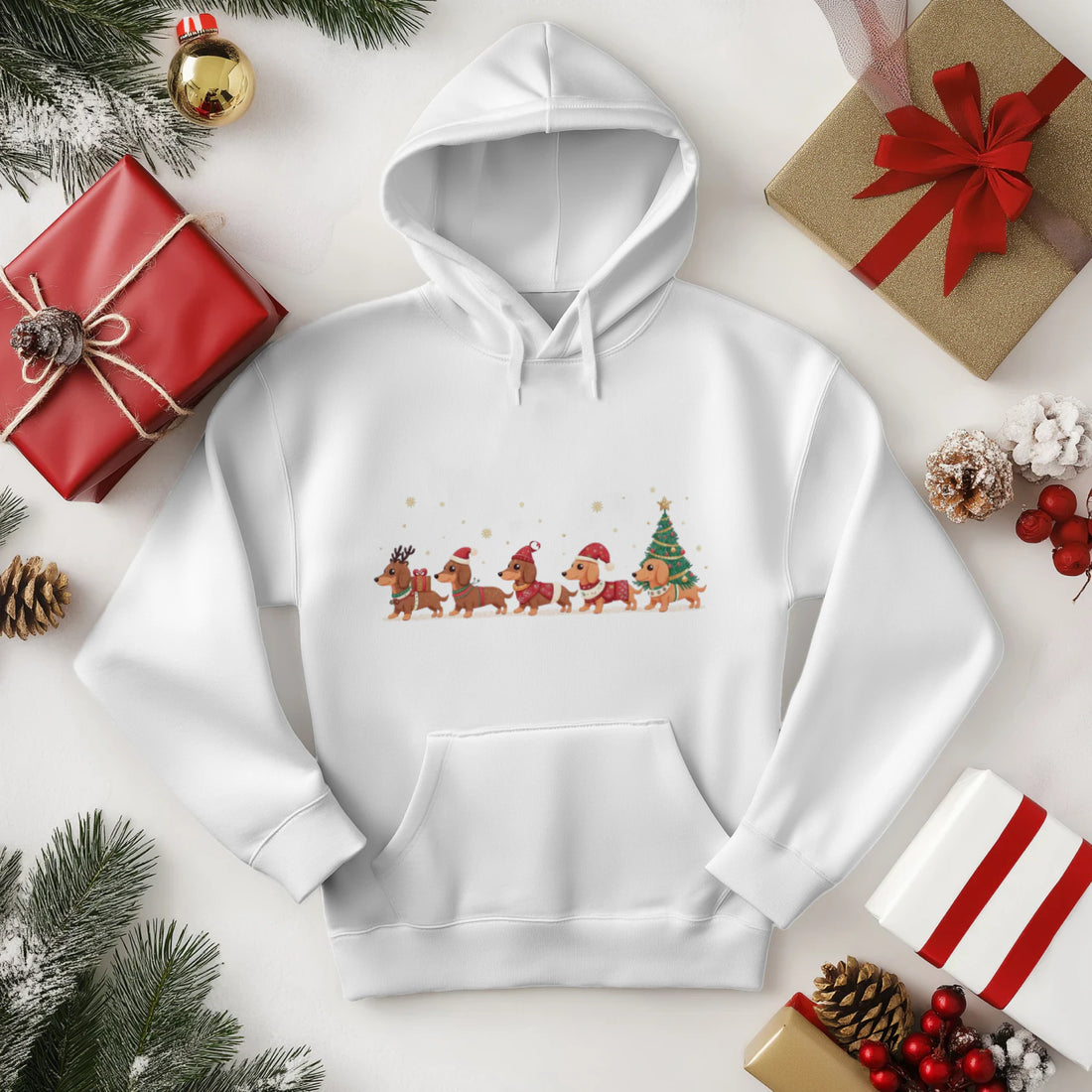 Dog Mom Christmas Gift Hoodie | Dachshund Holiday Sweatshirt by Stitrix.