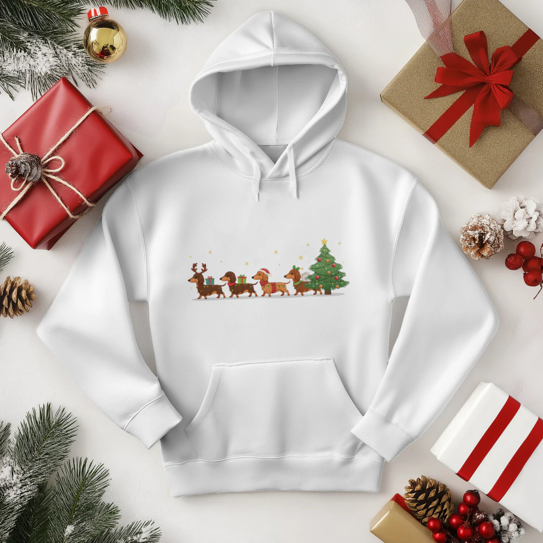 Funny Dachshund Christmas Hoodie | Cozy Dog Mom Gift Sweatshirt by Stitrix.