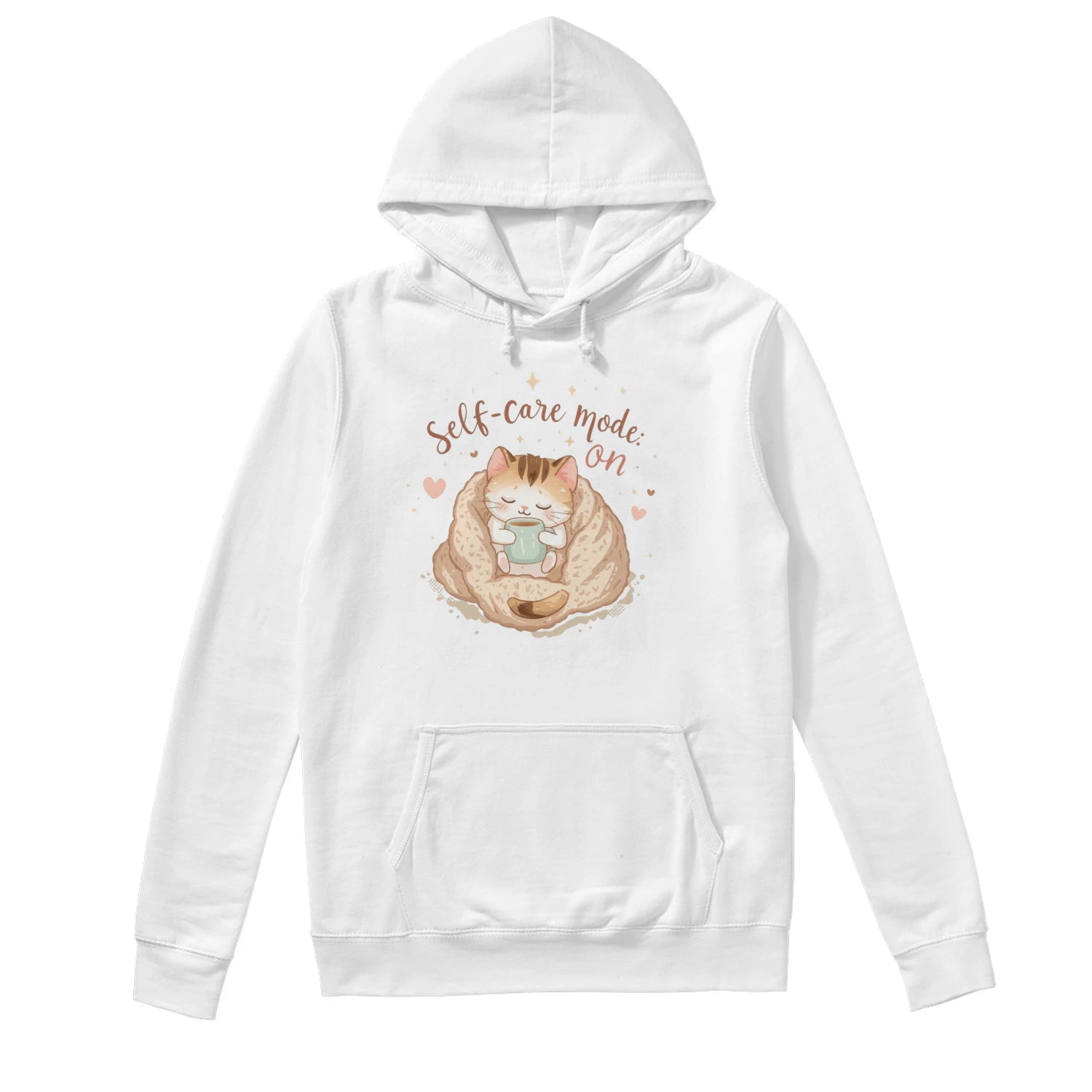 Stitrix Self-Care Hoodie | Cozy Kawaii Cat Illustration.
