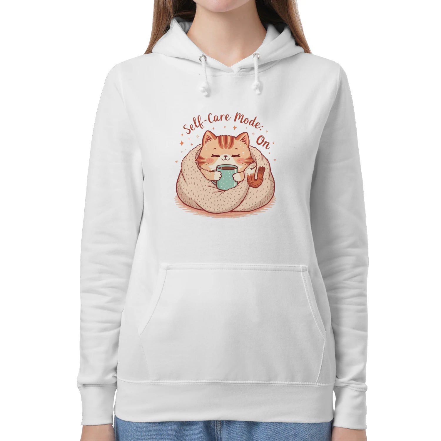 Self-Care Mode: On Sweatshirt | Cozy Mental Health Hoodie by Stitrix.