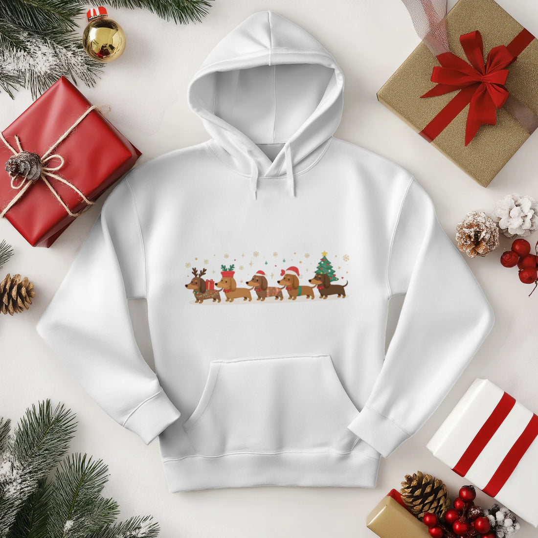 Dachshund Christmas Hoodie | Funny Dog Lover Sweatshirt by Stitrix.