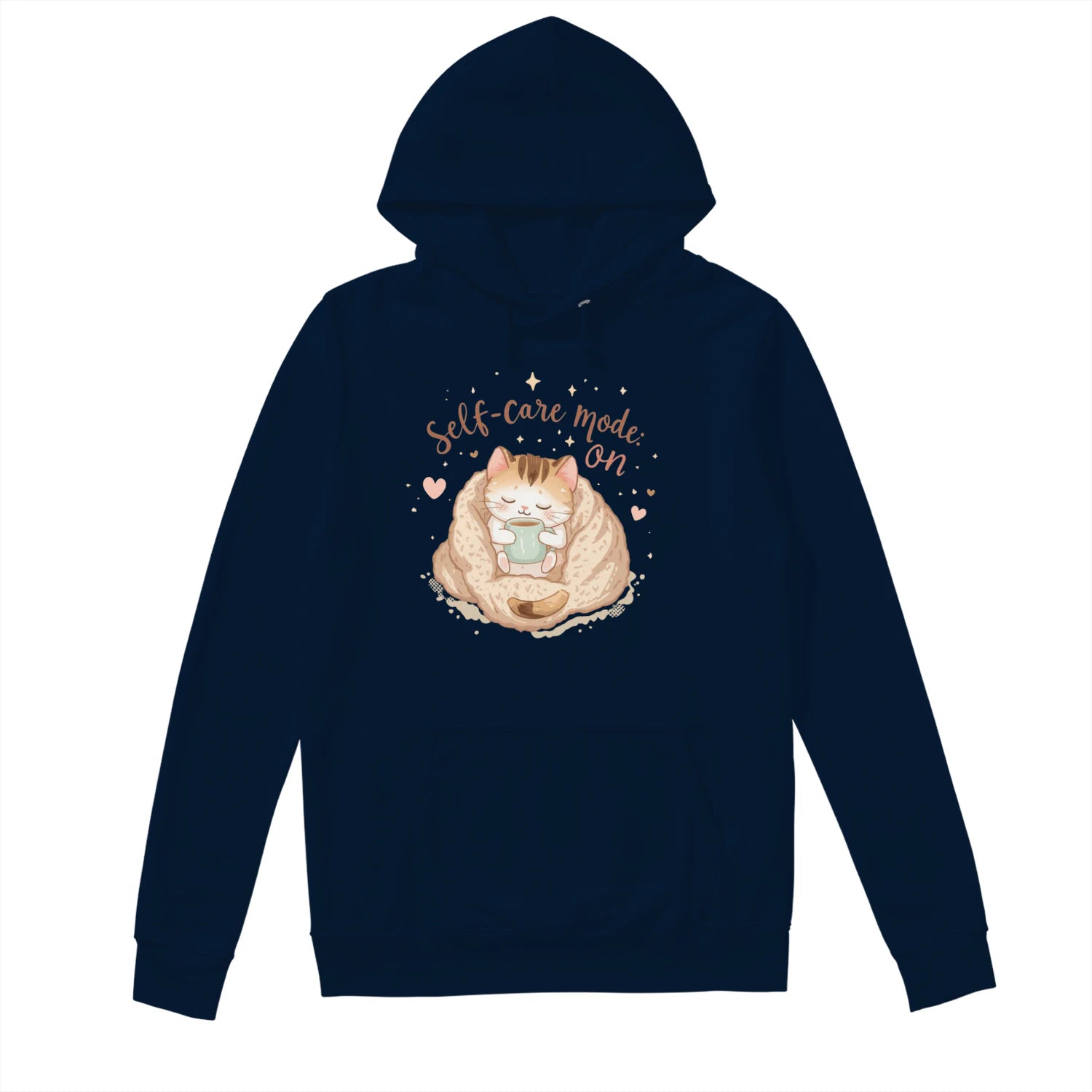 Stitrix Self-Care Hoodie | Cozy Kawaii Cat Illustration.
