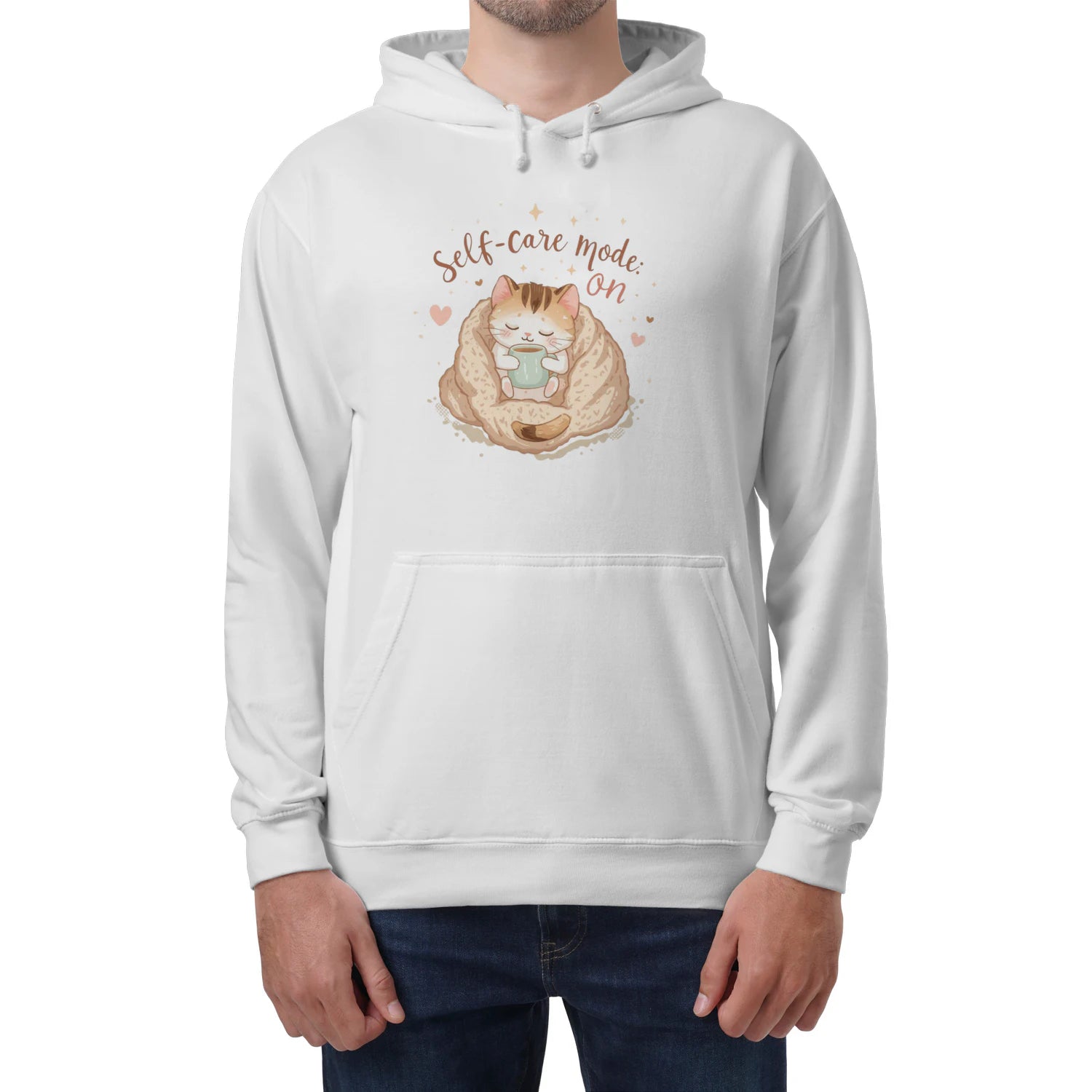Stitrix Self-Care Hoodie | Cozy Kawaii Cat Illustration.