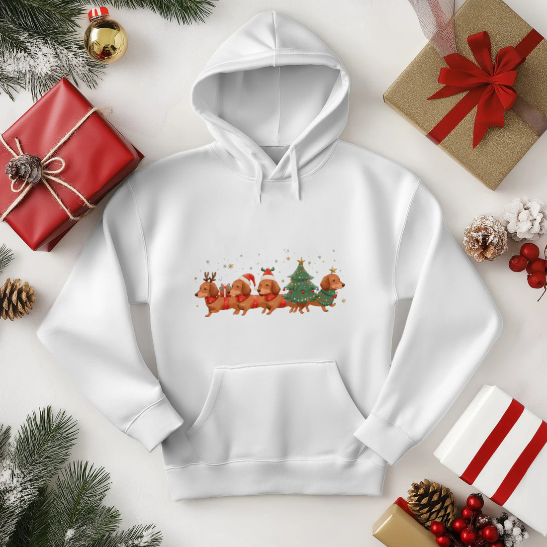 Cute Dog Christmas Hoodie | Dachshund Holiday Sweatshirt by Stitrix.