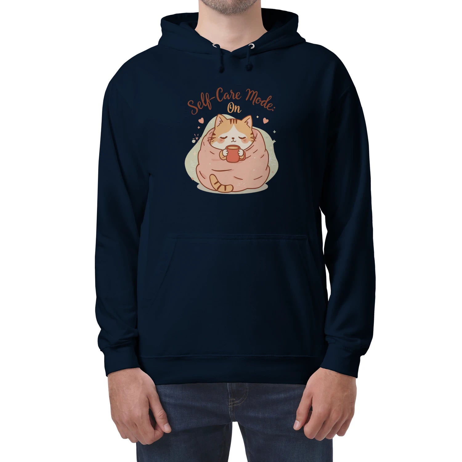 Self-Care Mode: On Hoodie | Cute Kawaii Cat Lover Sweatshirt by Stitrix.