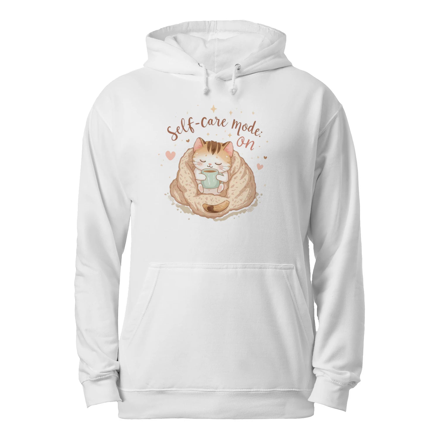 Stitrix Self-Care Hoodie | Cozy Kawaii Cat Illustration.