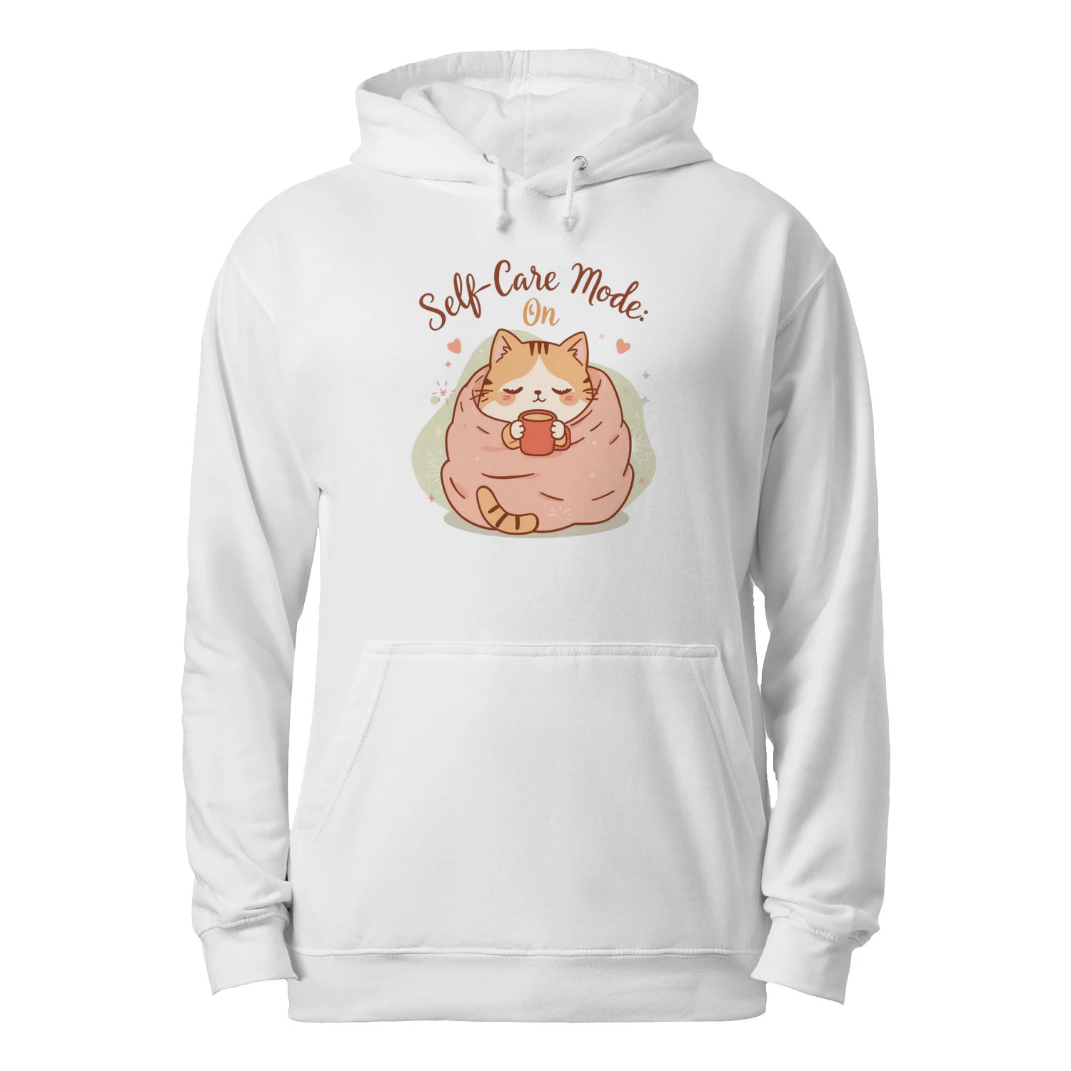 Self-Care Mode: On Hoodie | Cute Kawaii Cat Lover Sweatshirt by Stitrix.