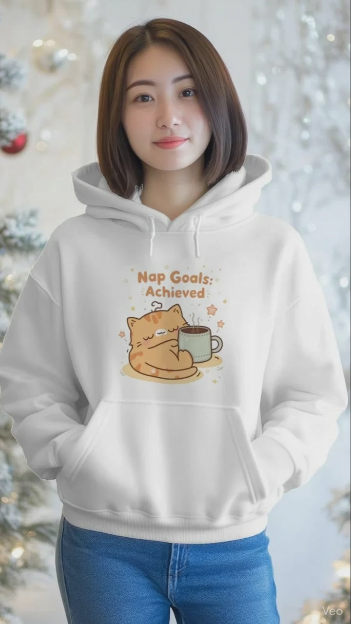 Stitrix Kawaii Cat Hoodie | Nap Goals: Achieved – Cozy Gift for Cat Lovers